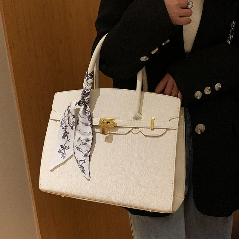 MARLOWE KELLY BAG, Women's Fashion Lock Scarf Kelly Shoulder Bag