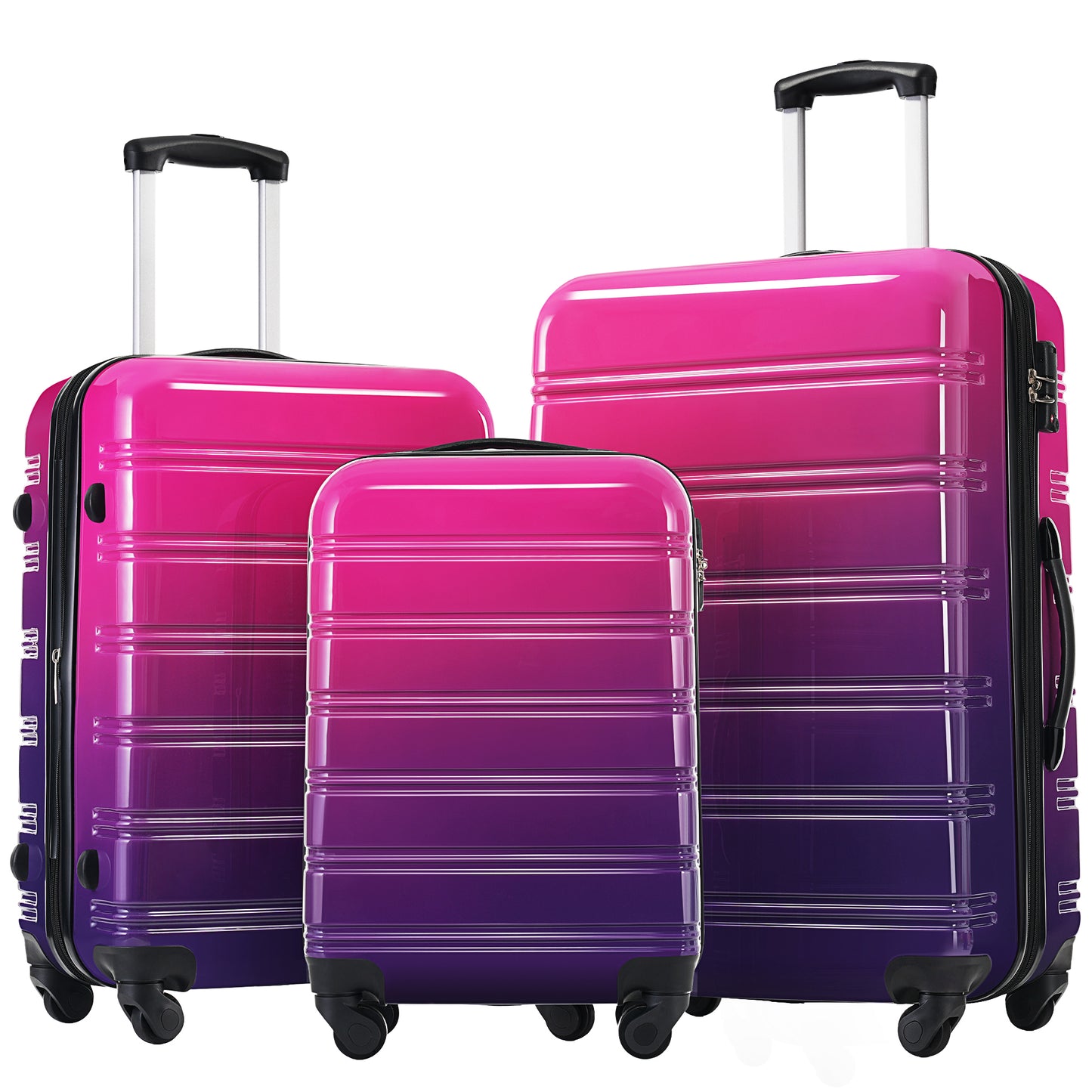 GETAWAY Magenta HARD SIDED 3 Piece Luggage Set; Gradient Color Expandable Suitcase 20" 24" 28"