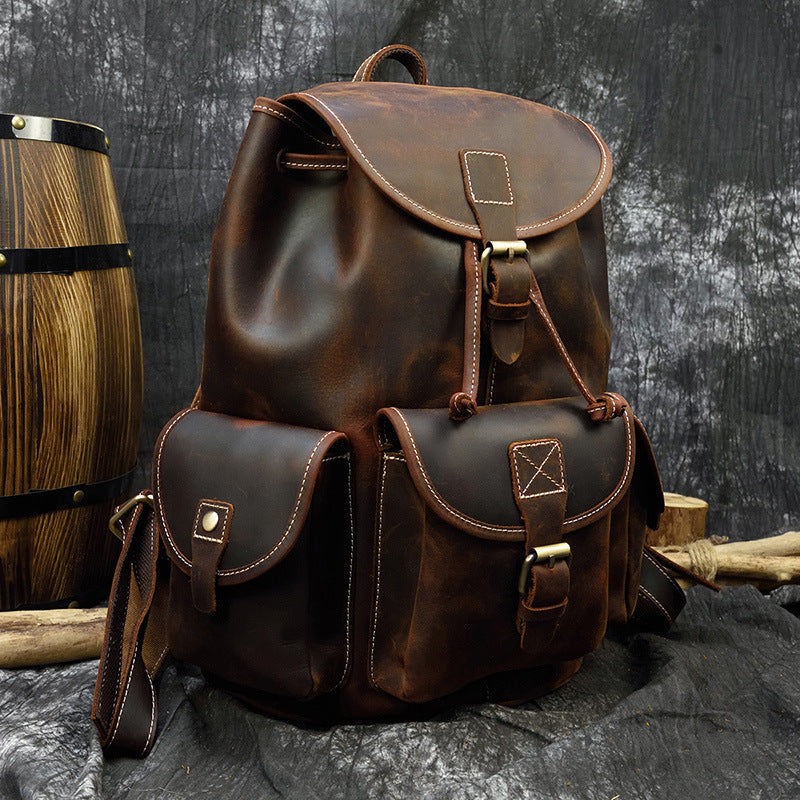 Retro Cowhide Casual Backpack