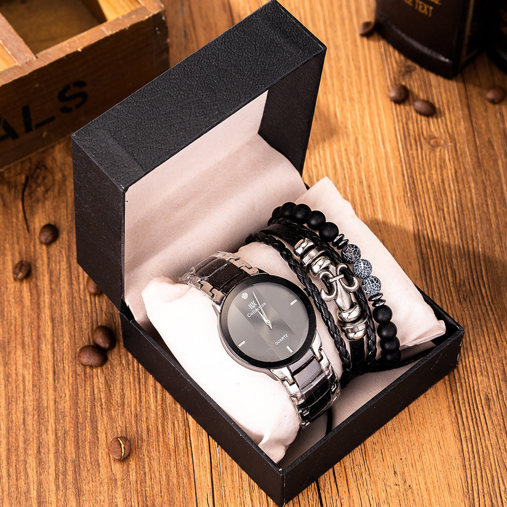 Men's UK Collection Watch Leather Bracelet Gift Set