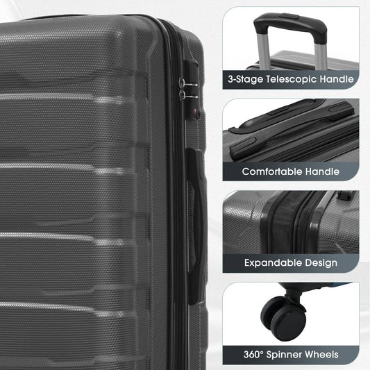 Select Collection - Durable Expandable 24 Inch Hard Shell Checked Suitcase, Spinner Wheels, TSA Lock