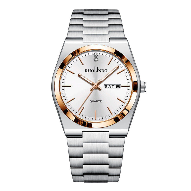 RUOLINDO Ultra-thin Butterfly-clasp Steel-band Quartz Men's Watch