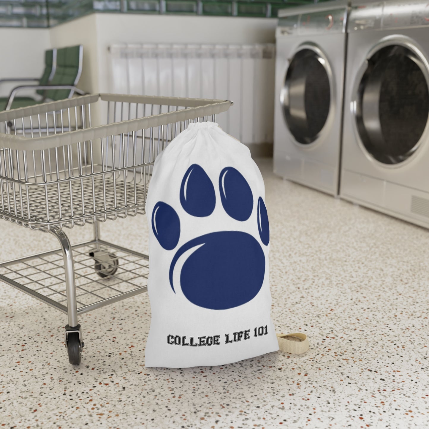 COLLEGE LIFE 101 Laundry Bag – "Help! Bring Coffee" Personalized Drawstring Bag
