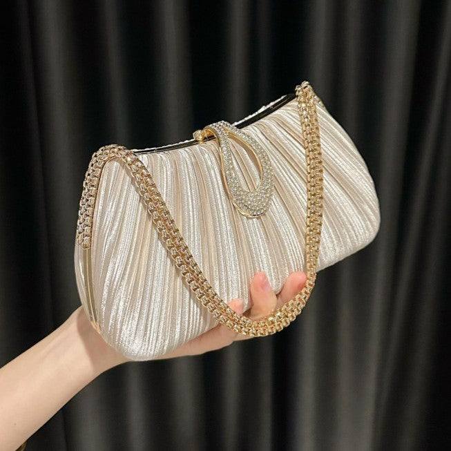 New Satin Pleated Evening Bag