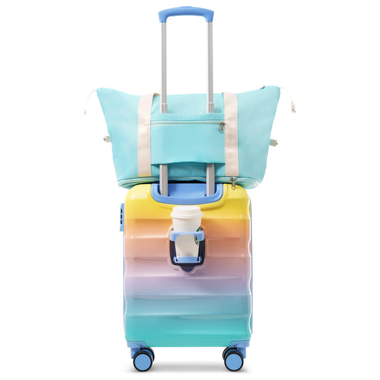 ESCAPE 20" Carry-on Luggage With Cup Holder Hard shell Suitcases With Spinner Wheels, TSA Lock, Airline Approved, 2 Piece Set
