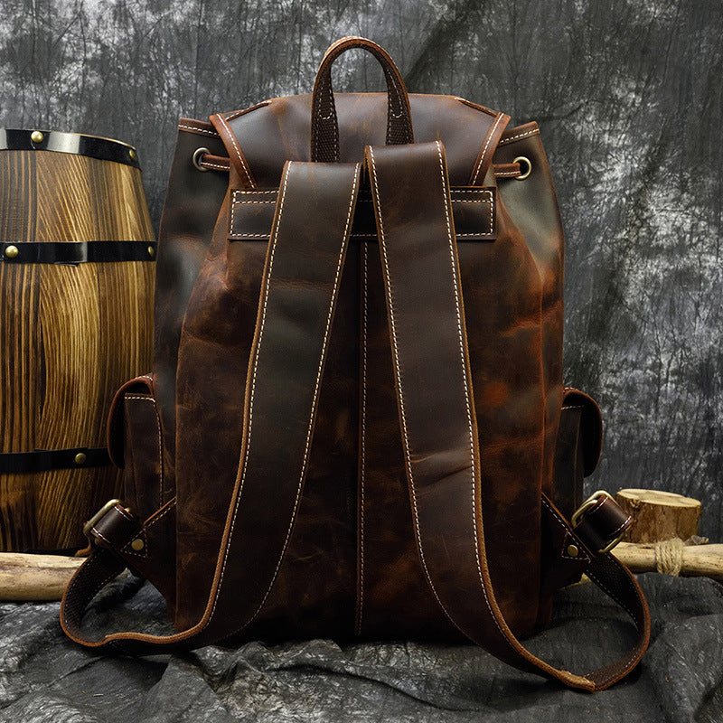 Retro Cowhide Casual Backpack