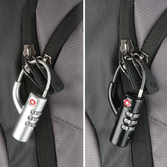 Zinc Alloy Suitcase Lock With Flexible Steel Cable For Luggage Zippers