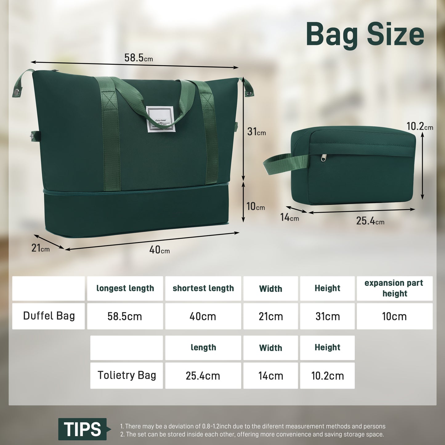 ESCAPE SERIES EMERALD 6 Piece SET with 2 Bags, Double Spinner Wheels, Lightweight 16"-20"-24"-28"