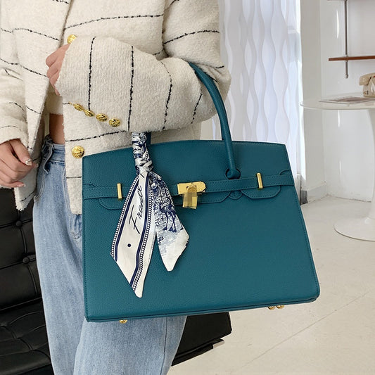 MARLOWE KELLY BAG, Women's Fashion Lock Scarf Kelly Shoulder Bag