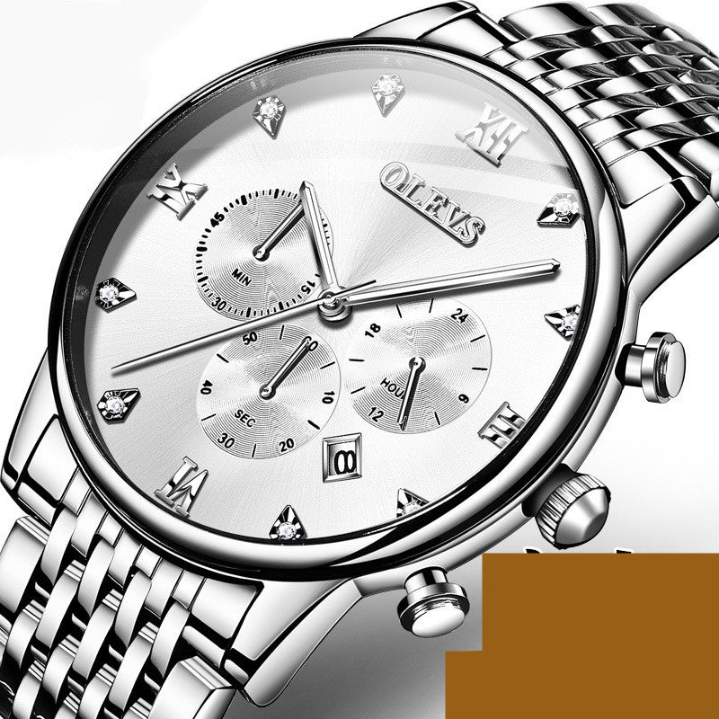 OLEVS Multi-function Chronograph Quartz Watch Night Light Waterproof