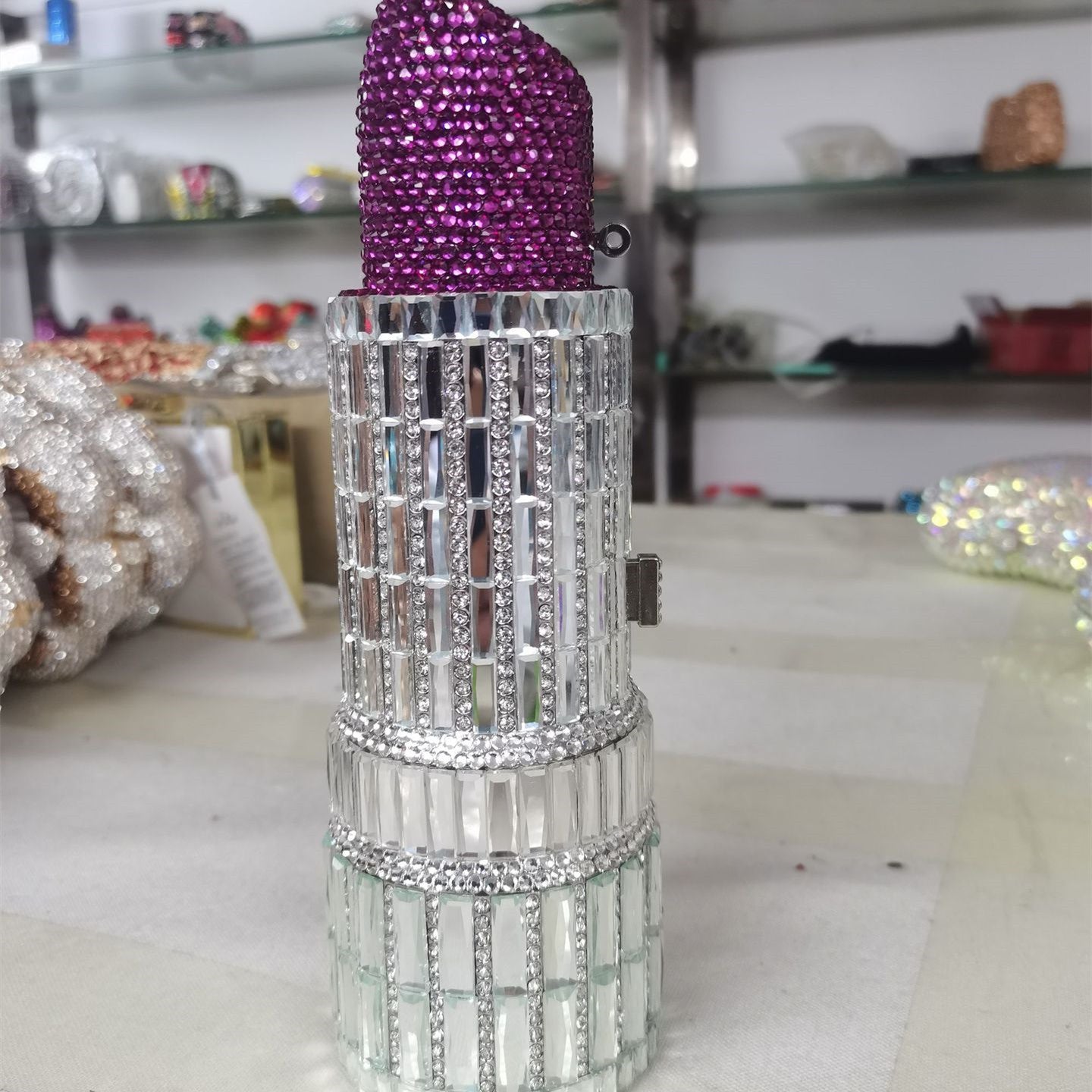Handmade Rhinestone Lipstick Bag