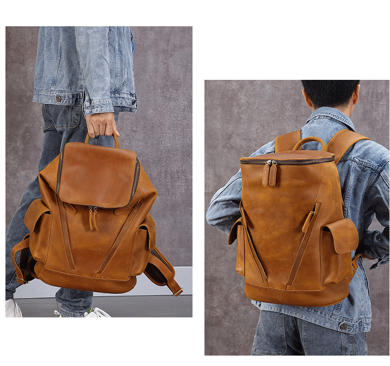 NEW YORK GENUINE LEATHER Men's Leisure Travel Backpack