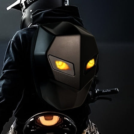 LED Motorcycle Backpack with Light Up Eyes Hard Shell