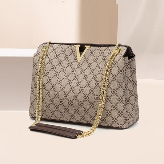 Signature V Four Leaf Print Handbag