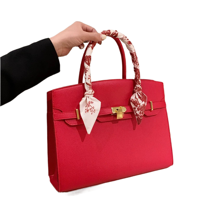 MARLOWE KELLY BAG, Women's Fashion Lock Scarf Kelly Shoulder Bag