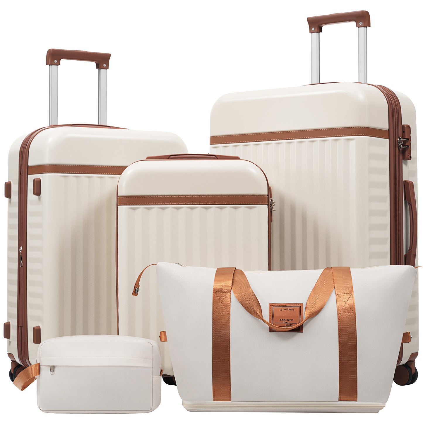ESCAPE Travel 5-Piece, Hard side Luggage Set with Travel Bags Spinner Wheels TSA Lock