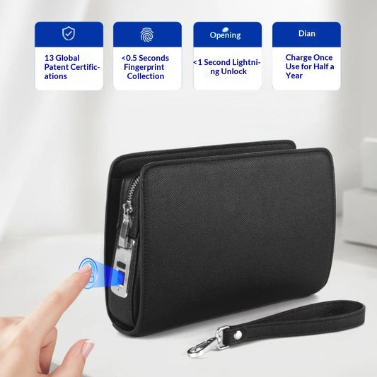 Smart Fingerprint Synthetic Leather Clutch Wallet