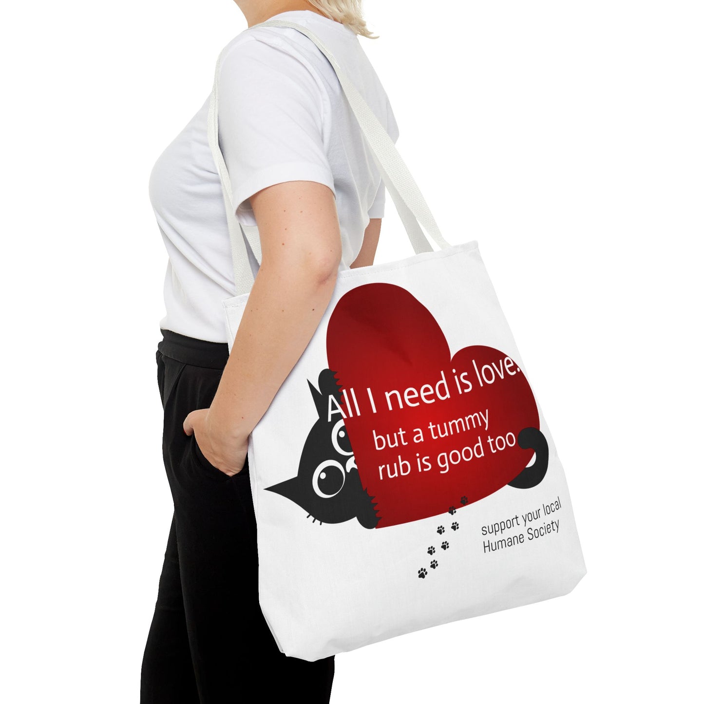 Cat Lover Tote Bag — Heart Design