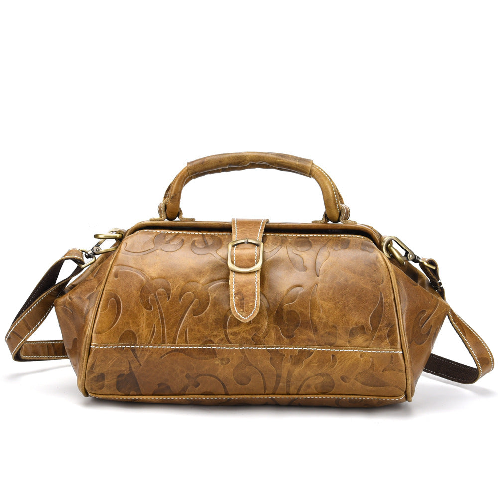 MONIQUE Genuine Leather Embossed Handbag