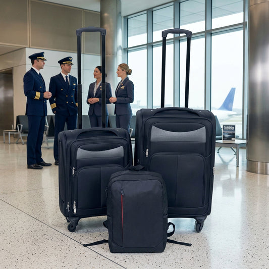 ON-THE-GO Two-piece Suitcase Set; 20" 24" with FREE Matching Backpack;  BLACK