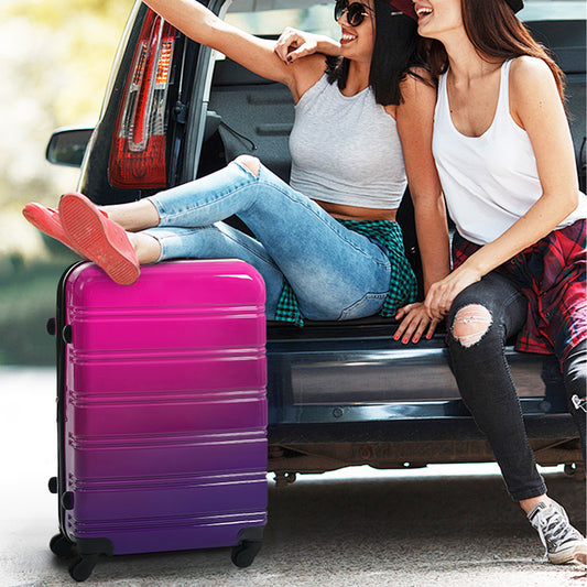GETAWAY Magenta HARD SIDED 3 Piece Luggage Set; Gradient Color Expandable Suitcase 20" 24" 28"