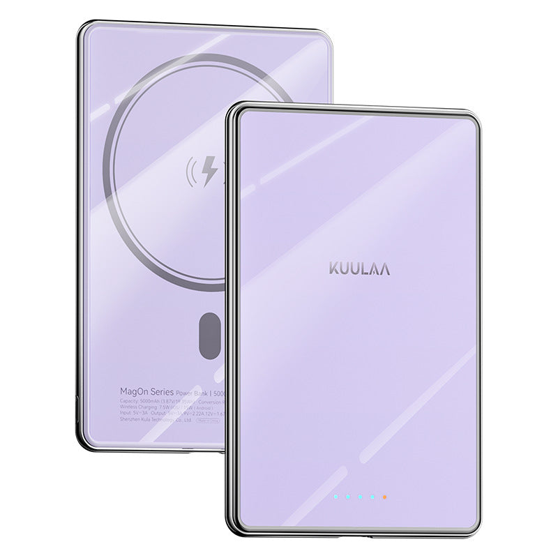 KUULAA Power Bank Ultra Slim 5000mAh Mini Magnetic Wireless Power Bank