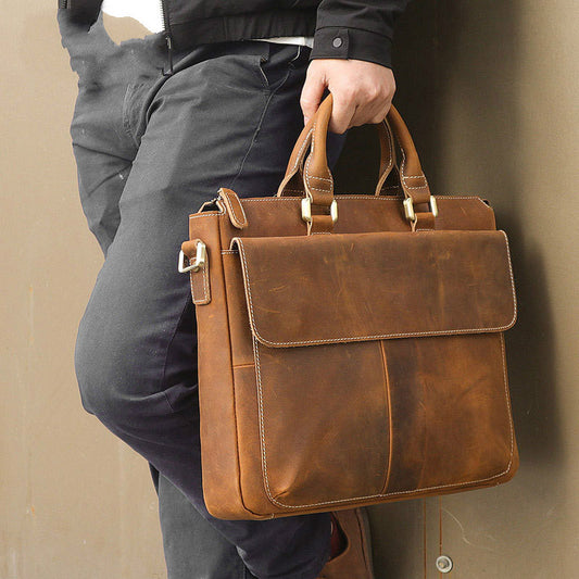Crazy Horse Leather Messenger Bag