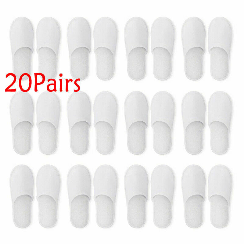 SPA DAY - Disposable Terry Cloth Slippers For Spa Hotel Guests, Closed Toe Bulk (20) Pack