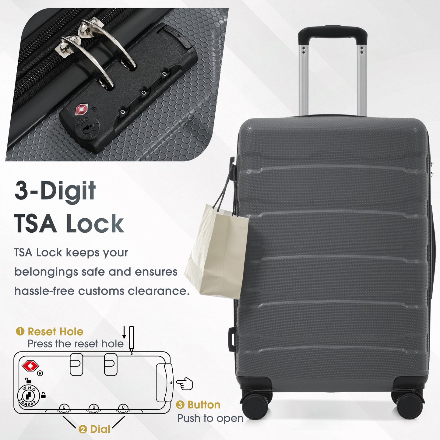 Select Collection - Durable Expandable 24 Inch Hard Shell Checked Suitcase, Spinner Wheels, TSA Lock