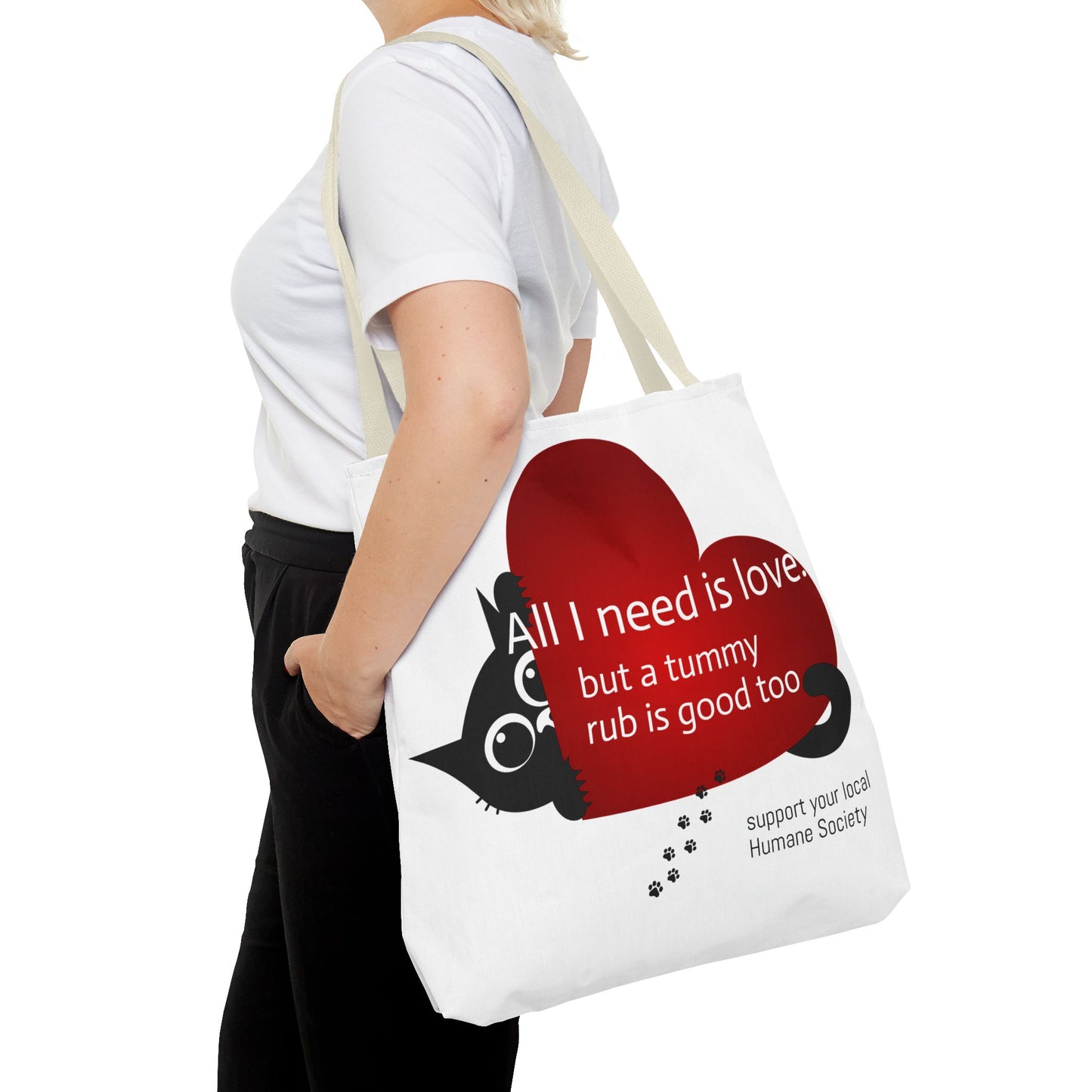 Cat Lover Tote Bag — Heart Design