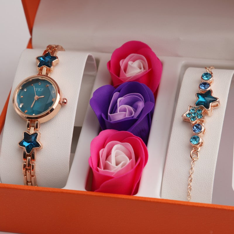 Valentine's Day Fine Gifts Women's Rose Gift Box Watch Bracelet Perfume