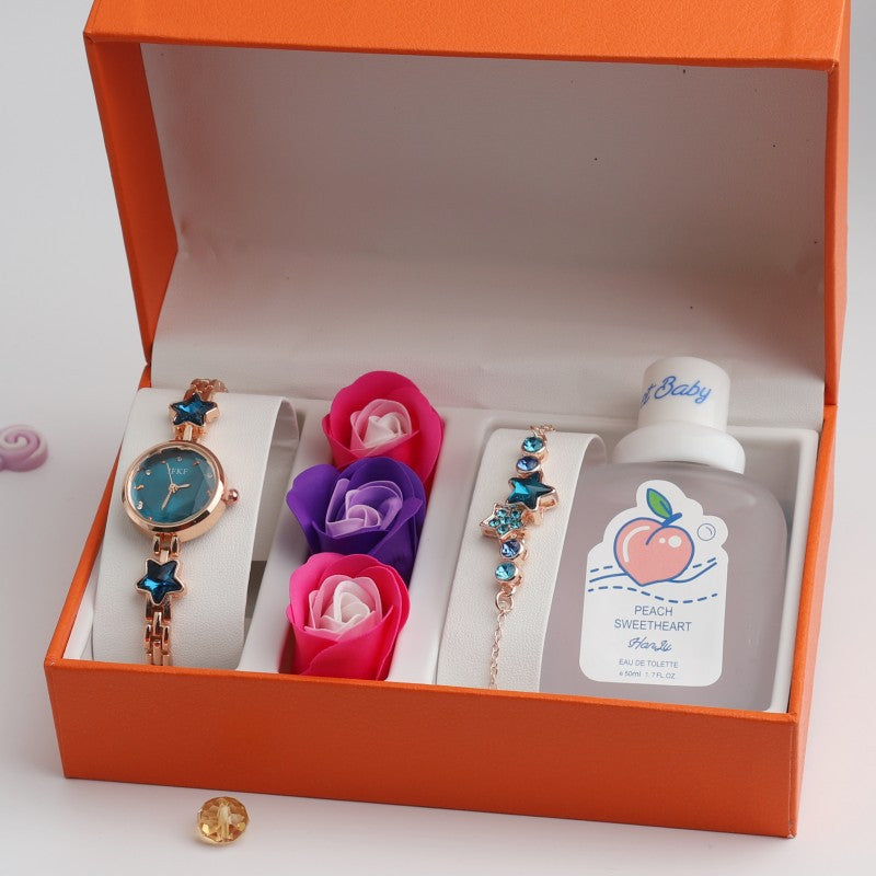 Valentine's Day Fine Gifts Women's Rose Gift Box Watch Bracelet Perfume