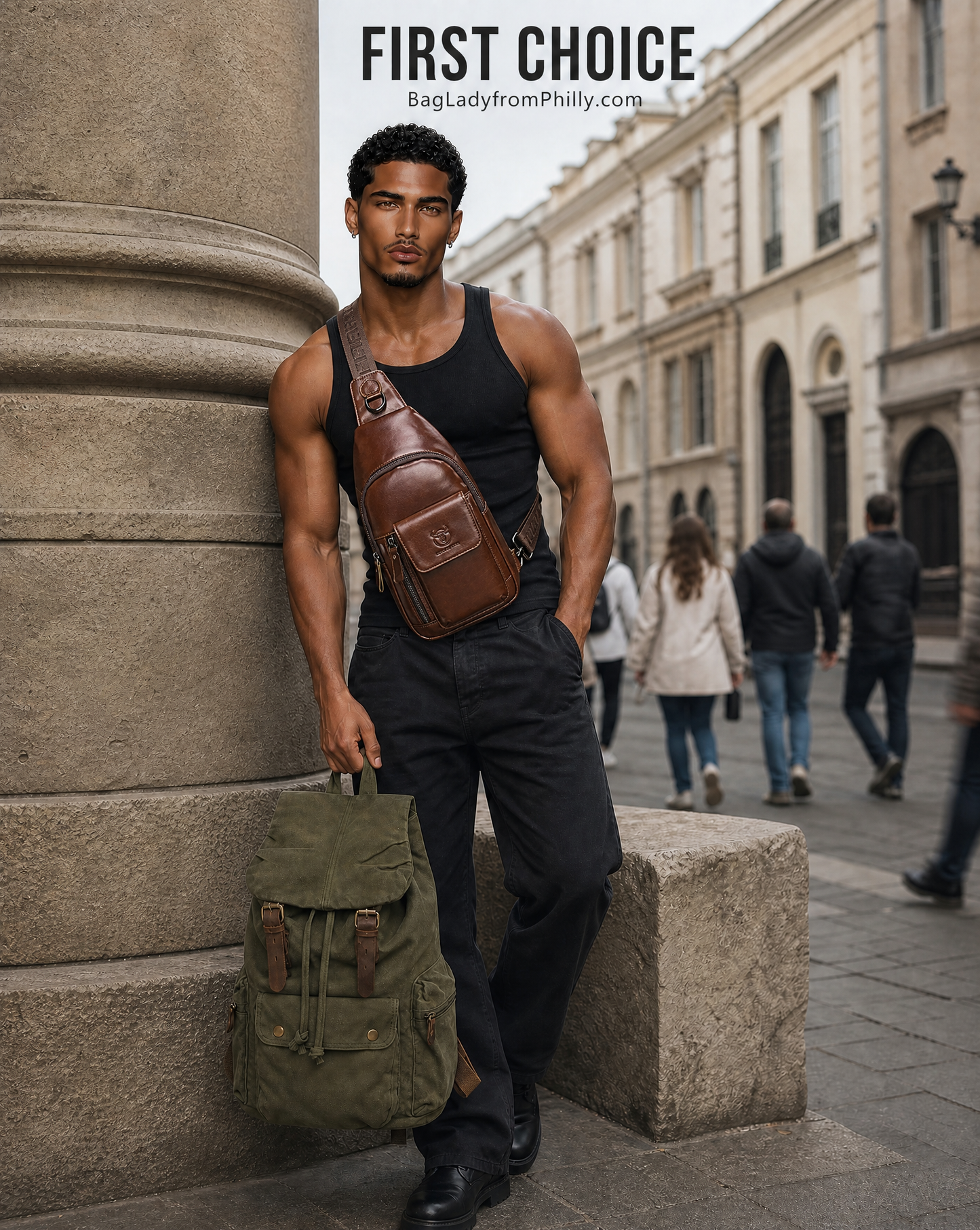 TOMMY'S Leisure backpack large capacity canvas bag