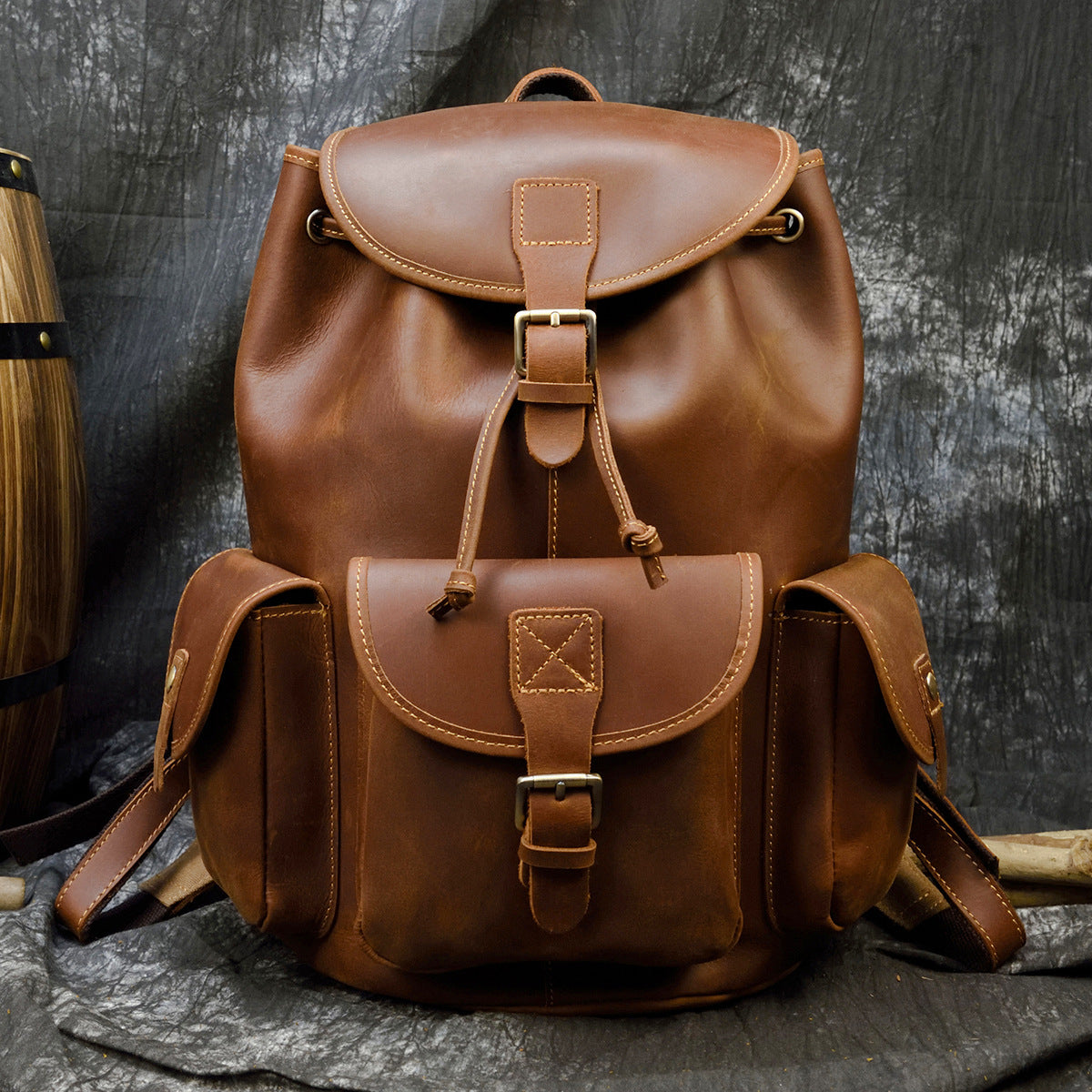 Retro Cowhide Casual Backpack