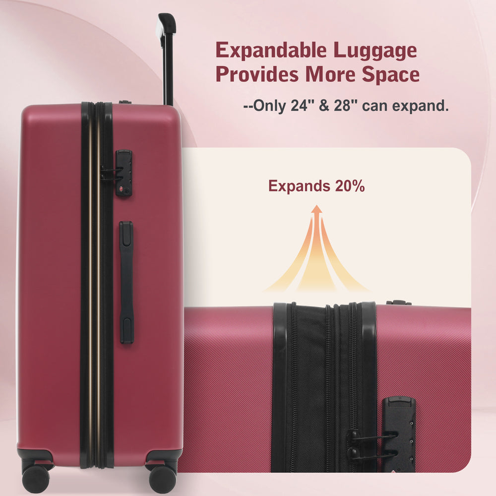 ESCAPE RED Luggage 5-Piece Set With Front Opening, Hard side with USB Port, TSA Locks 20"-24"-28"
