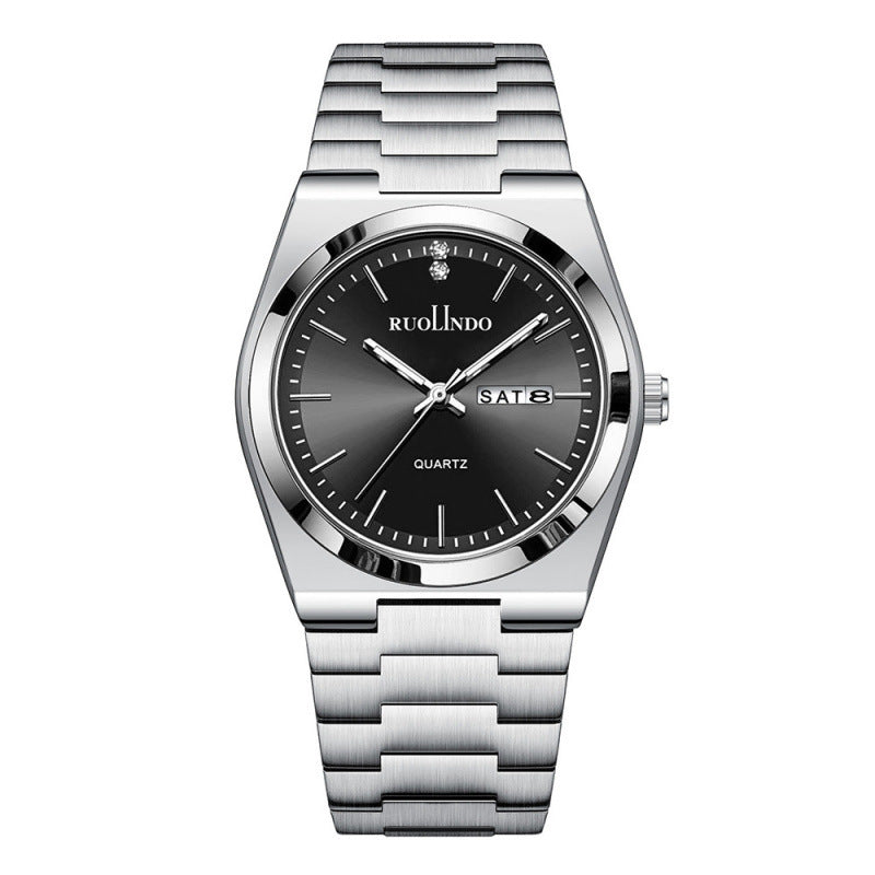 RUOLINDO Ultra-thin Butterfly-clasp Steel-band Quartz Men's Watch