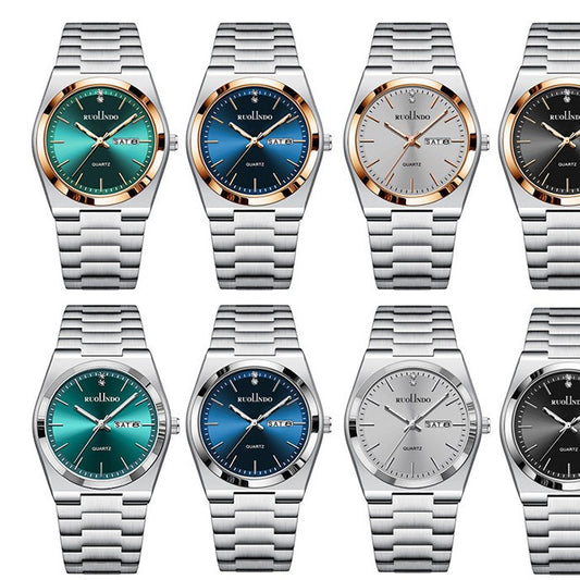 RUOLINDO Ultra-thin Butterfly-clasp Steel-band Quartz Men's Watch