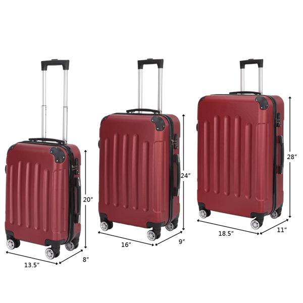 BLP Hard Sided 3-in-1 Swivel, 4 Corner Protectors, 20in 24in 28in, Suitcase Set