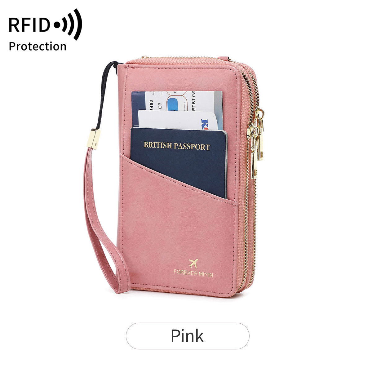 RFID Multi-functional Double Zipper Storage Crossbody Wallet