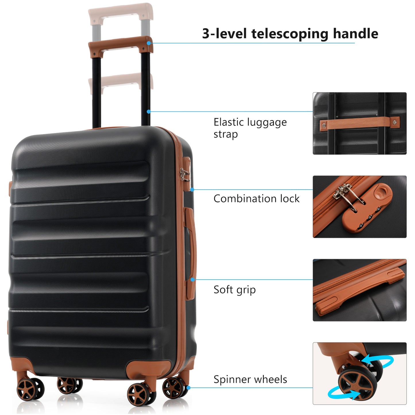 GETAWAY FAMILY FIRST II Hard shell ABS Luggage Set - Lightweight Durable Suitcases, Check-In Sizes For Travel Business