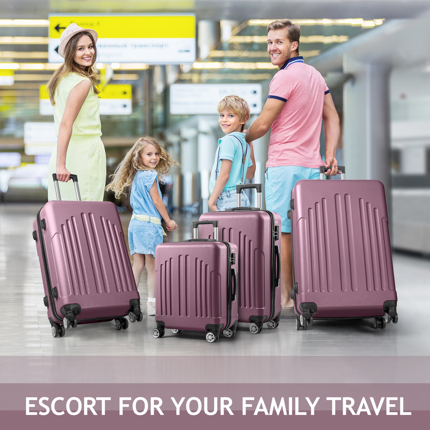 Vertical Striped Four In One Suitcase Set