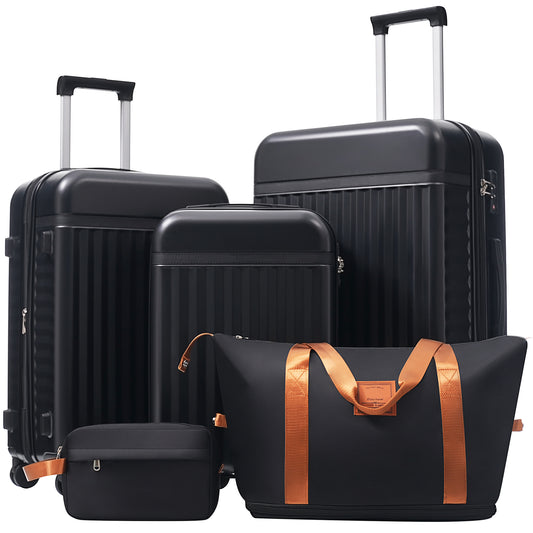 GETAWAY FAMILY 5 Piece, Hard Side Suitcase , Expandable Luggage With Travel Bags Spinner Wheels TSA Lock