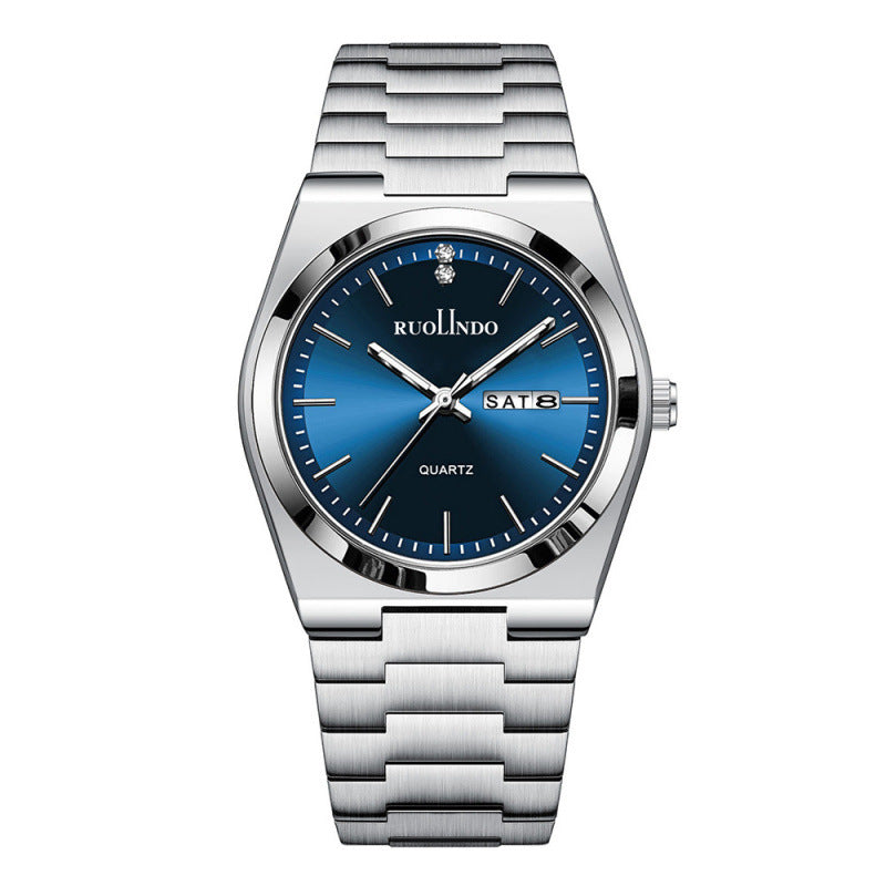 RUOLINDO Ultra-thin Butterfly-clasp Steel-band Quartz Men's Watch