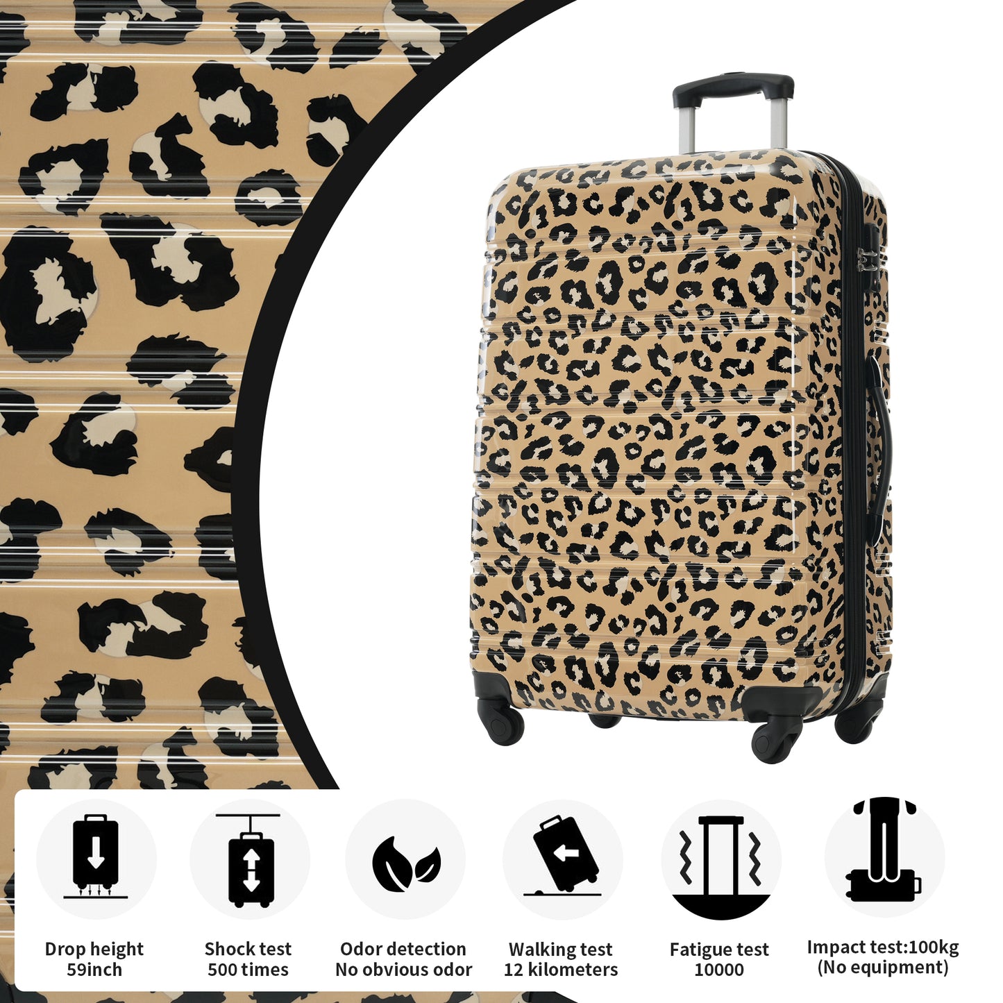 GETAWAY LEOPARD Hard Shell 3 Pcs Spinner Suitcase With TSA Lock Lightweight-20" 24" 28"