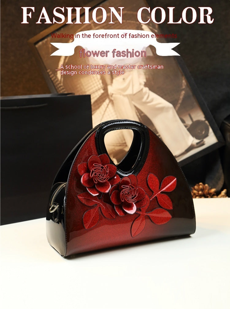 Flower Niche Leather Hand Bag