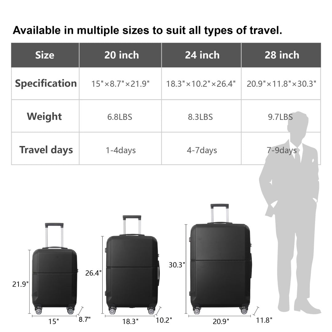 BLP Premium ABS Luggage Set-20, 24, And 28,  TSA Approved Lock Durable