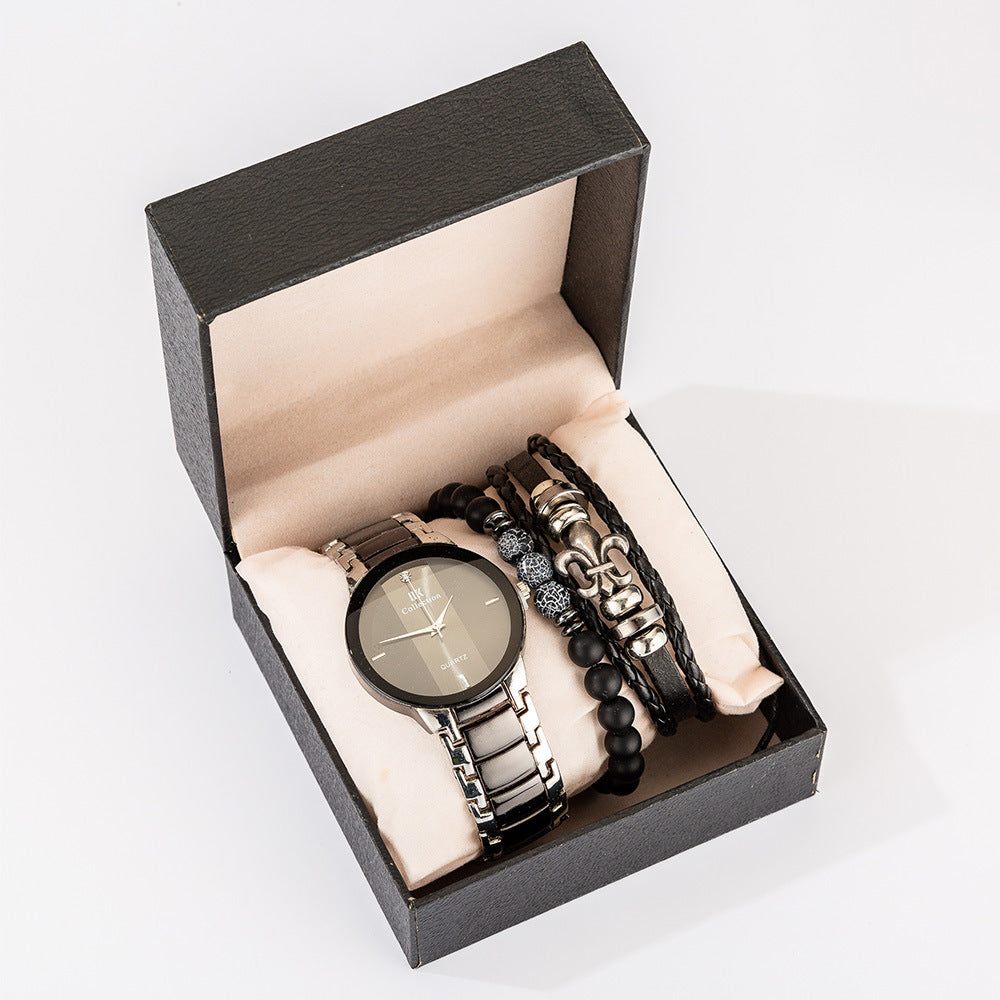 Men's UK Collection Watch Leather Bracelet Gift Set