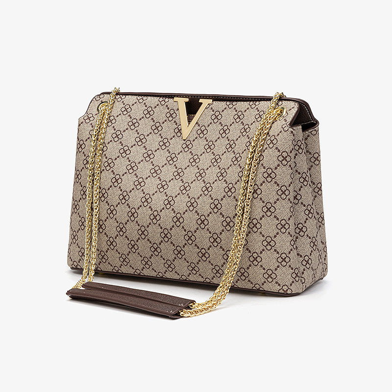 Signature V Four Leaf Print Handbag