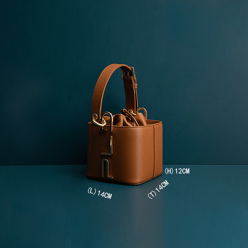 Genuine Leather Ladies Single Compartment Bucket Bag
