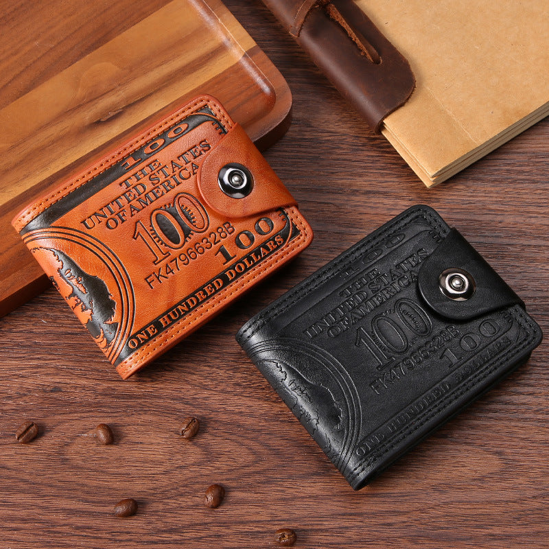 Benjamin BIG Dollar Wallet Men's Two-fold Buckle Multiple Card Slots Wallet